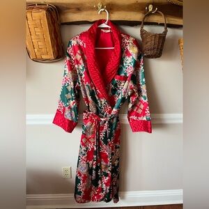 Vintage Gold Label Victorias Secret Paisley Quilted Robe Dressing Gown M/L